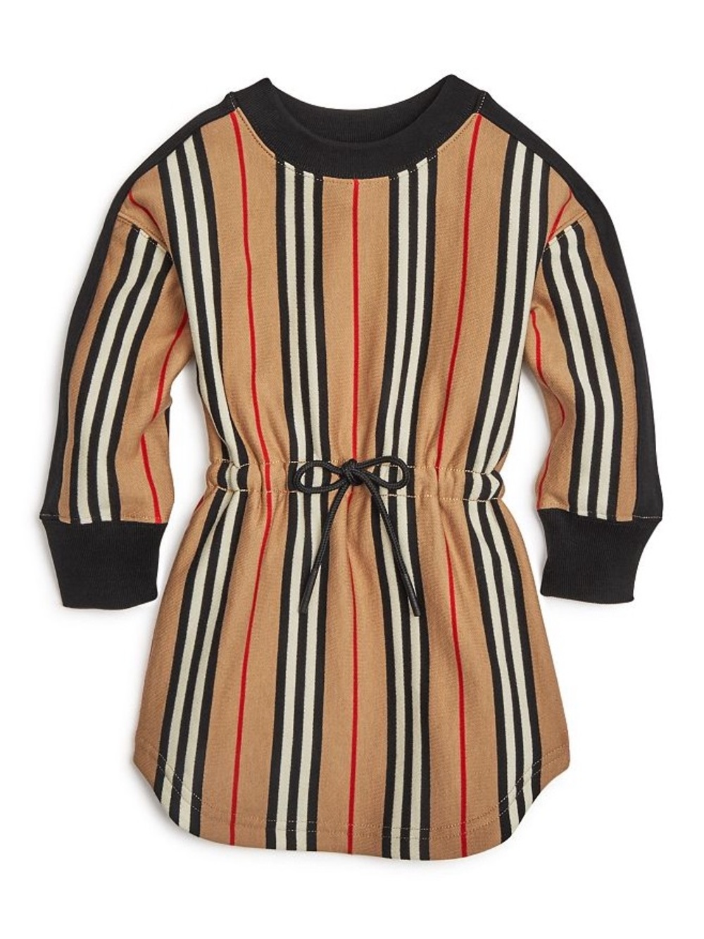 BURBERRY ICON STRIPE COTTON SWEATER DRESS IN ARCHIVE BEIGE